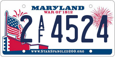 MD license plate 2AF4524