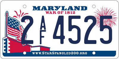 MD license plate 2AF4525