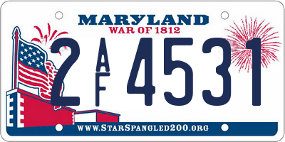 MD license plate 2AF4531
