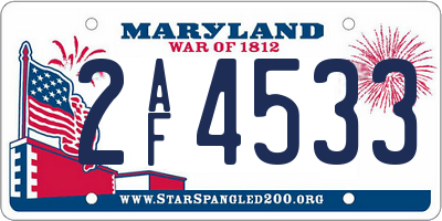 MD license plate 2AF4533