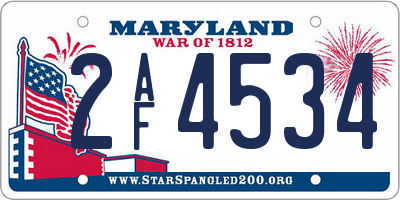 MD license plate 2AF4534