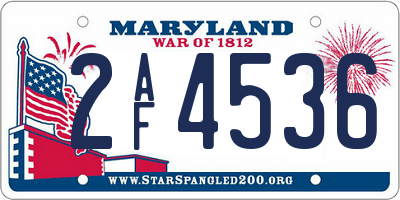 MD license plate 2AF4536