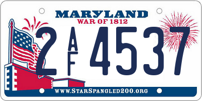 MD license plate 2AF4537