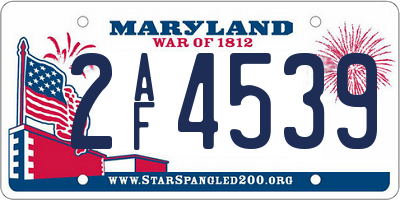 MD license plate 2AF4539