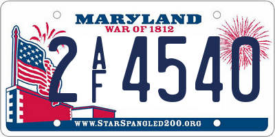MD license plate 2AF4540