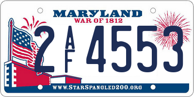 MD license plate 2AF4553