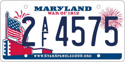 MD license plate 2AF4575