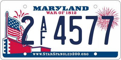 MD license plate 2AF4577