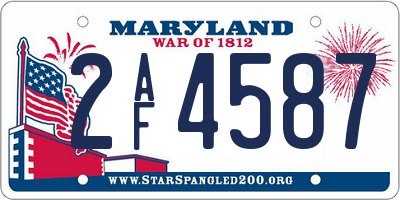 MD license plate 2AF4587