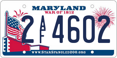 MD license plate 2AF4602