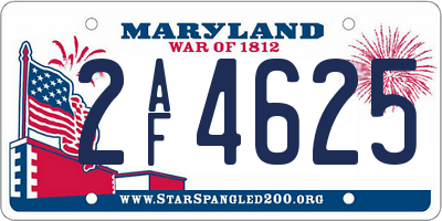 MD license plate 2AF4625