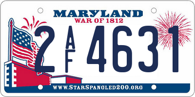 MD license plate 2AF4631