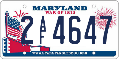 MD license plate 2AF4647