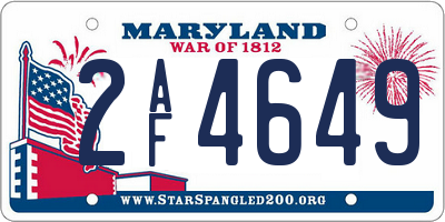MD license plate 2AF4649