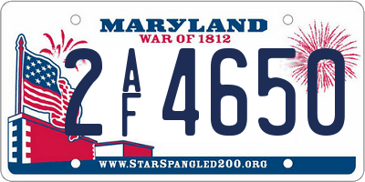 MD license plate 2AF4650