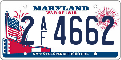 MD license plate 2AF4662