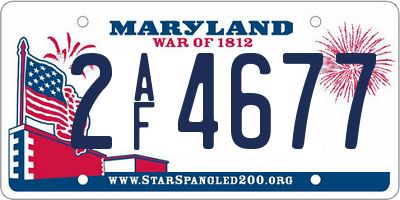 MD license plate 2AF4677