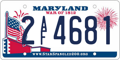MD license plate 2AF4681