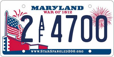 MD license plate 2AF4700