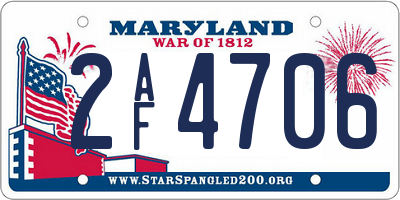 MD license plate 2AF4706