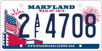 MD license plate 2AF4708