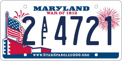 MD license plate 2AF4721