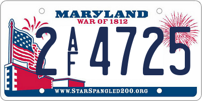 MD license plate 2AF4725