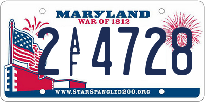 MD license plate 2AF4728
