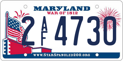 MD license plate 2AF4730
