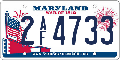 MD license plate 2AF4733
