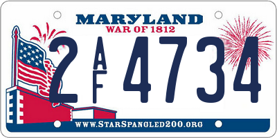 MD license plate 2AF4734