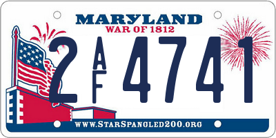 MD license plate 2AF4741