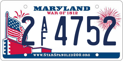 MD license plate 2AF4752