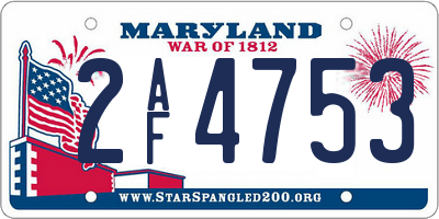 MD license plate 2AF4753