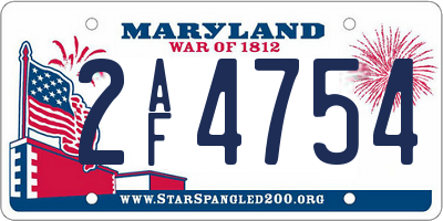 MD license plate 2AF4754