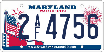 MD license plate 2AF4756