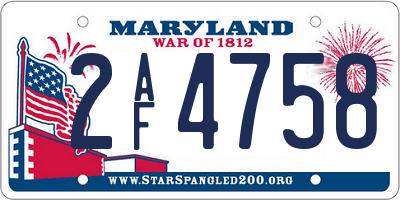 MD license plate 2AF4758