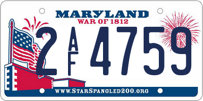 MD license plate 2AF4759