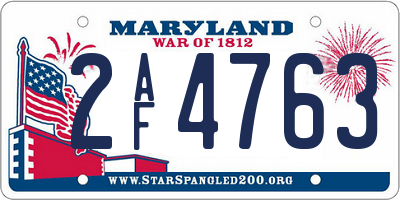 MD license plate 2AF4763