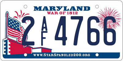 MD license plate 2AF4766