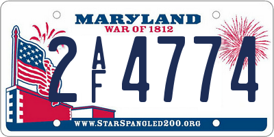 MD license plate 2AF4774