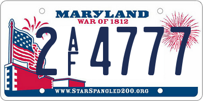 MD license plate 2AF4777