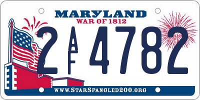 MD license plate 2AF4782