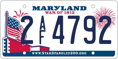 MD license plate 2AF4792