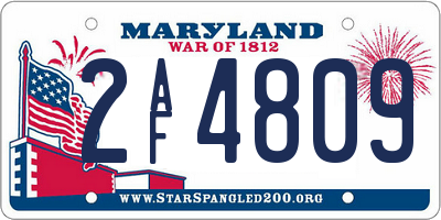 MD license plate 2AF4809