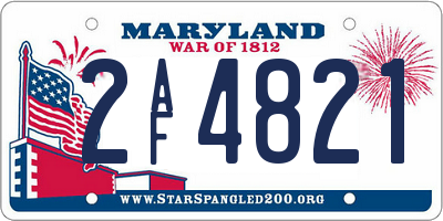 MD license plate 2AF4821