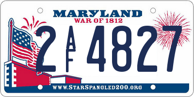 MD license plate 2AF4827