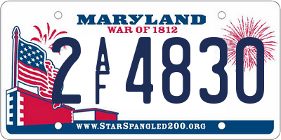 MD license plate 2AF4830