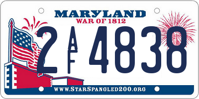 MD license plate 2AF4838