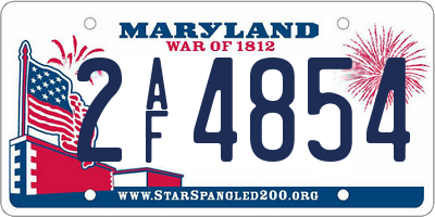 MD license plate 2AF4854
